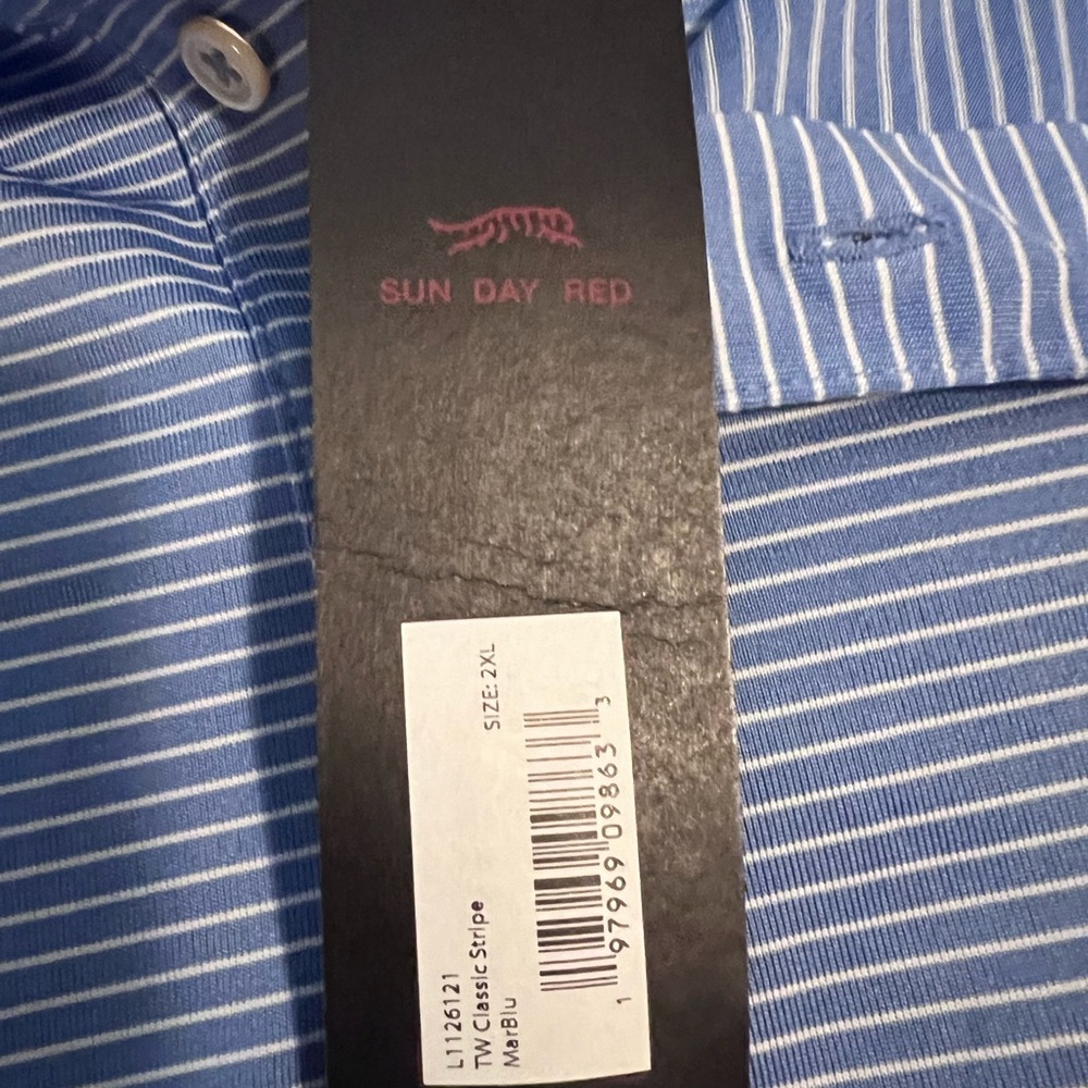 Sun Day Red Blue Striped Polo Shirt for Men